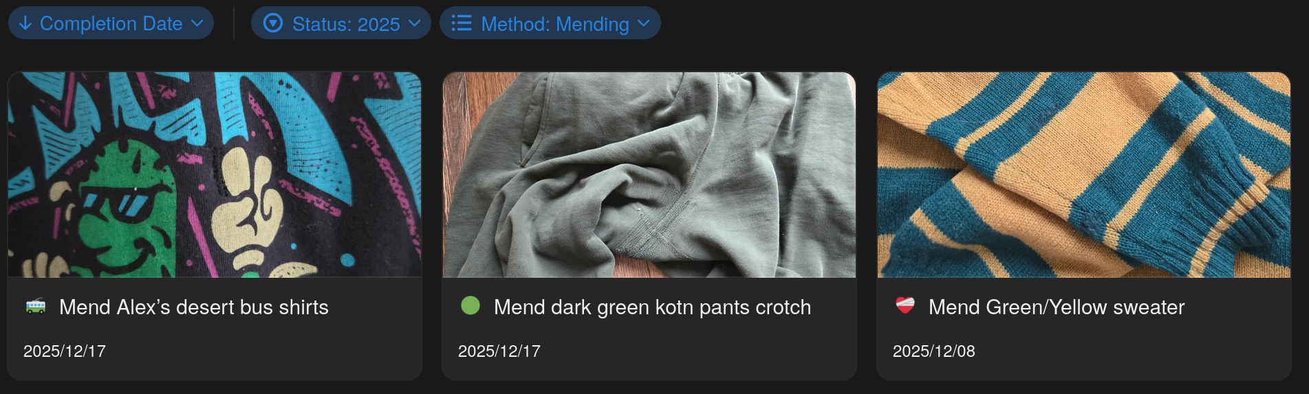 everything i mended this year